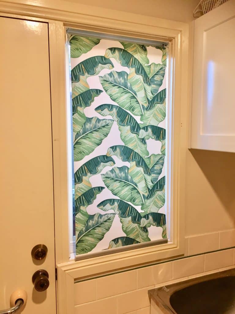roller blind with leaf pattern fabric in NSW