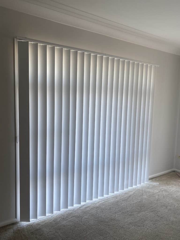 vertical blinds installed in central coast home