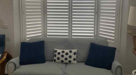 White wooden blinds — Blinds, Shutters & Awnings in Wyee, NSW