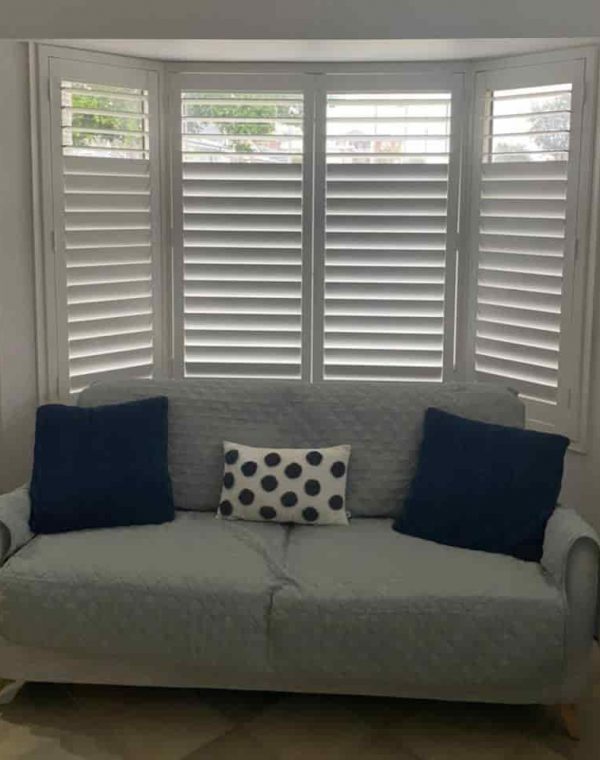 White wooden blinds — Blinds, Shutters & Awnings in Wyee, NSW