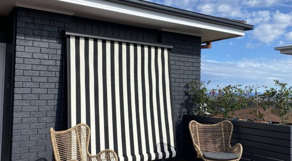 Black And White Awning - Plantation Shutters in the Central Coast | Bay Blinds & Doors
