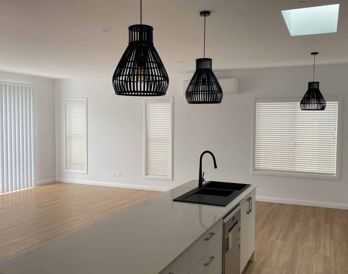 Kitchen Island With Blinds - Plantation Shutters in the Central Coast | Bay Blinds & Doors